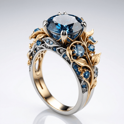 GOLD & BLUE TOPAZ VINTAGE RING