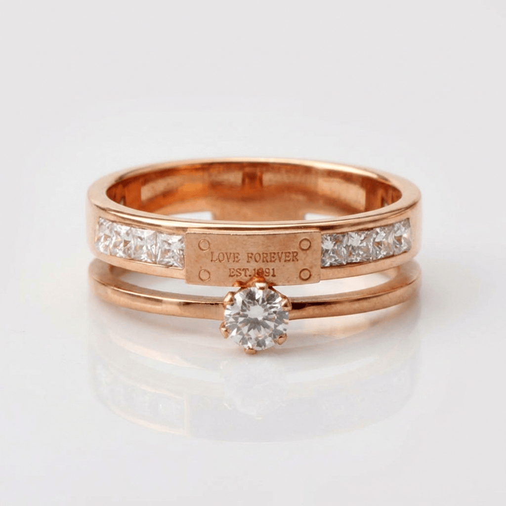 LOVE FOREVER ROSE GOLD DOUBLE BAND RING