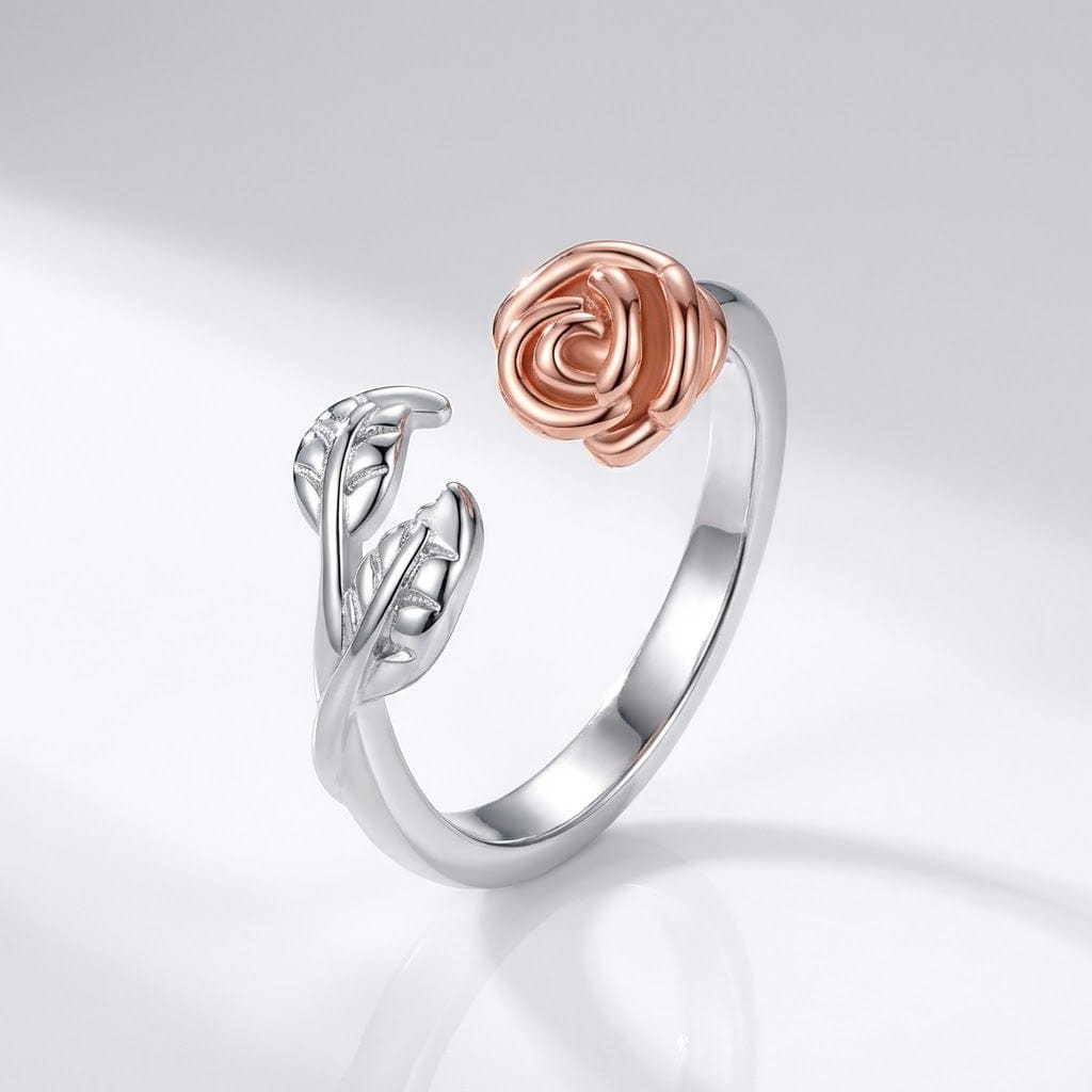 ROSE & THORN SILVER RING - (ADJUSTABLE)