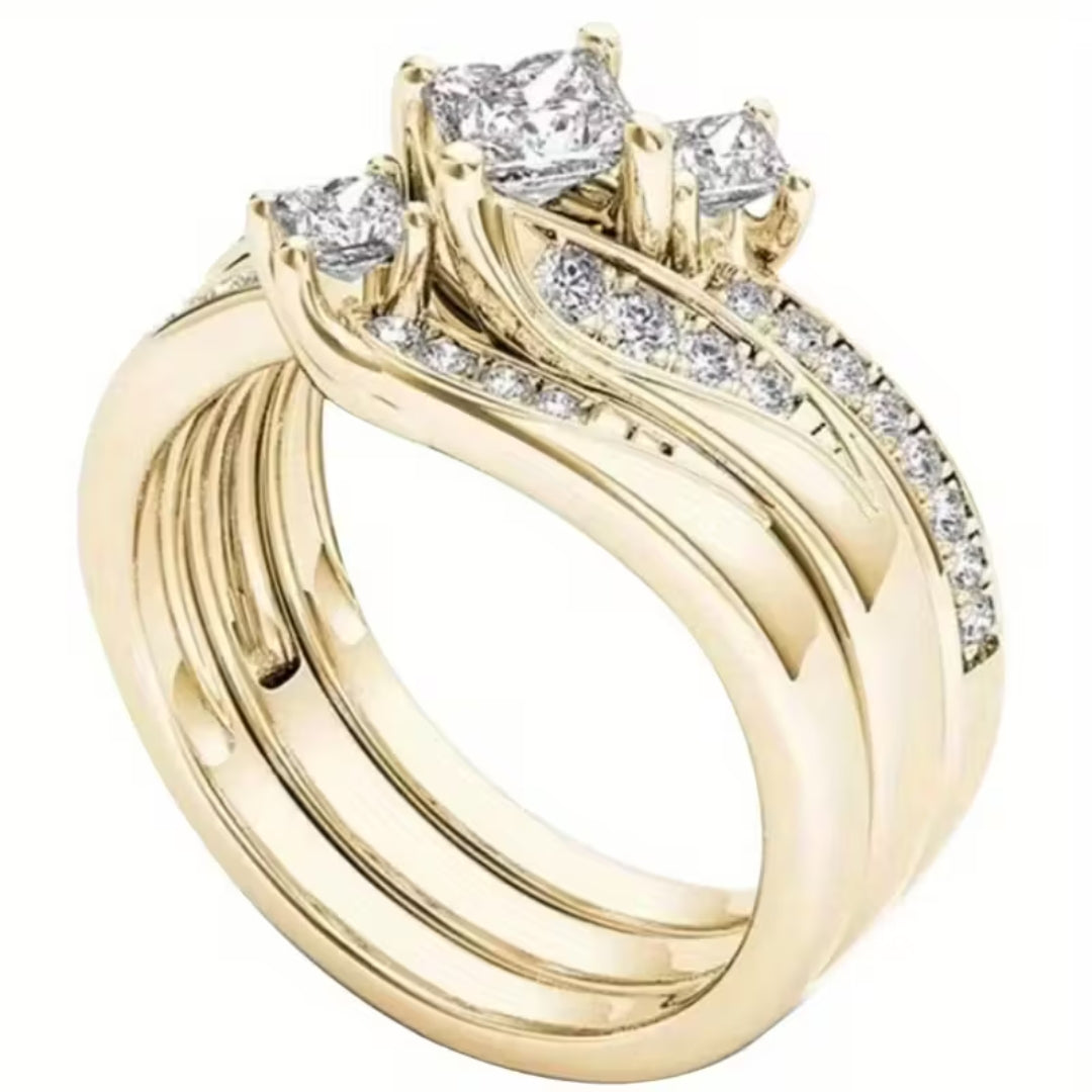 Princess Cut Triple Halo Ring